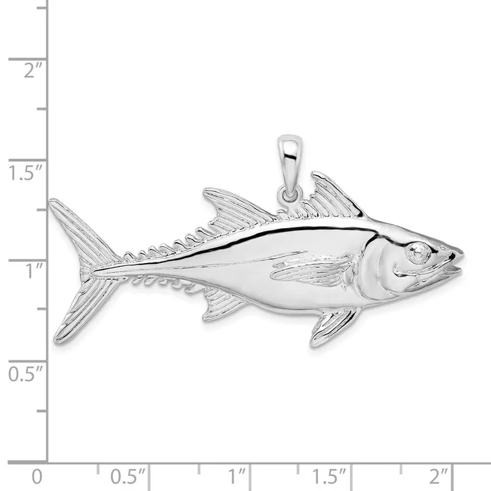 TreasureFineJewelers Necklaces Sterling Silver Polished Skipjack Tuna Fish Pendant