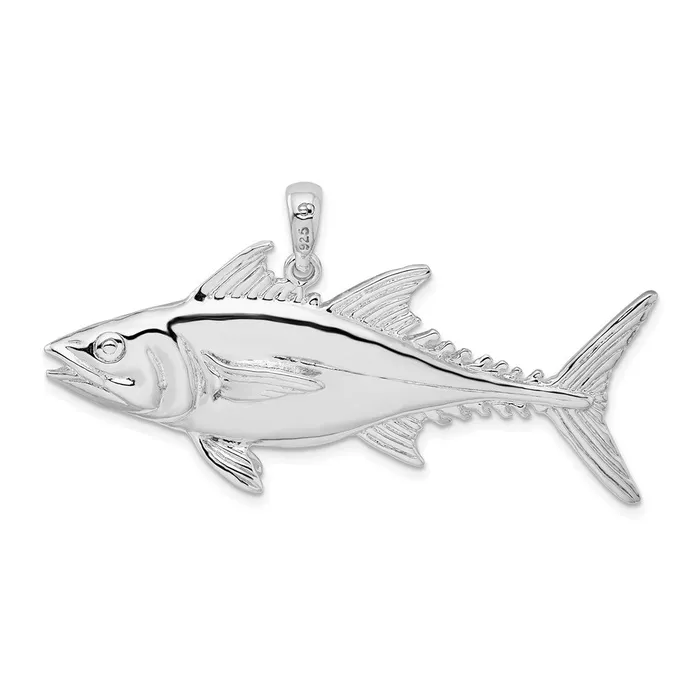 TreasureFineJewelers Necklaces Sterling Silver Polished Skipjack Tuna Fish Pendant