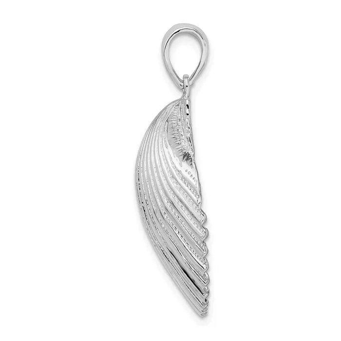 TreasureFineJewelers Necklaces Sterling Silver PolishedTextured Scallop Shell Pendant