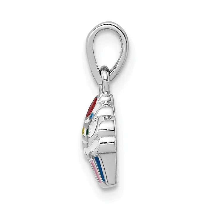 TreasureFineJewelers Necklaces Sterling Silver Rhodiumplated Childs Enameled Cupcake Pendant