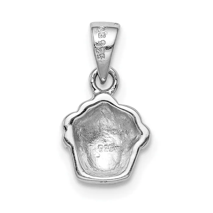 TreasureFineJewelers Necklaces Sterling Silver Rhodiumplated Childs Enameled Cupcake Pendant