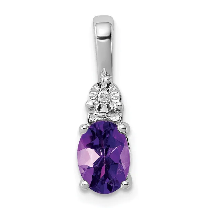 TreasureFineJewelers Necklaces Sterling Silver Rhodiumplated Diamond and Amethyst Pendant TreasureFineJewelers Necklaces Sterling Silver Rhodiumplated Diamond and Amethyst Pendant