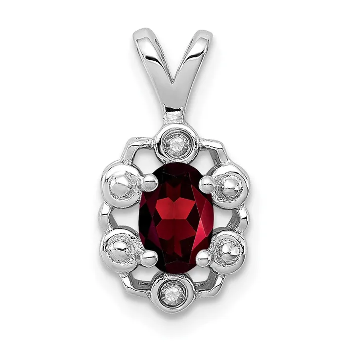 TreasureFineJewelers Necklaces Sterling Silver Rhodiumplated Garnet Diam Pendant TreasureFineJewelers Necklaces Sterling Silver Rhodiumplated Garnet Diam Pendant