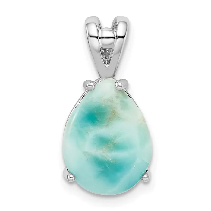 TreasureFineJewelers Necklaces Sterling Silver Rhodiumplated Lab Created Larimar Teardrop Pendant TreasureFineJewelers Necklaces Sterling Silver Rhodiumplated Lab Created Larimar Teardrop Pendant