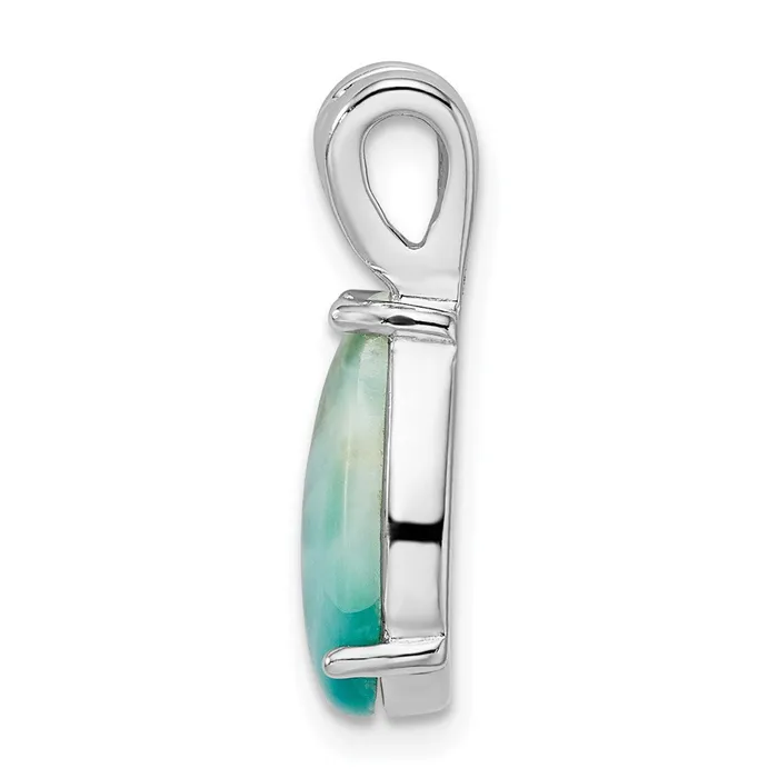 TreasureFineJewelers Necklaces Sterling Silver Rhodiumplated Lab Created Larimar Teardrop Pendant