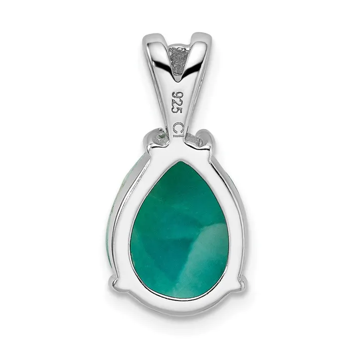 TreasureFineJewelers Necklaces Sterling Silver Rhodiumplated Lab Created Larimar Teardrop Pendant