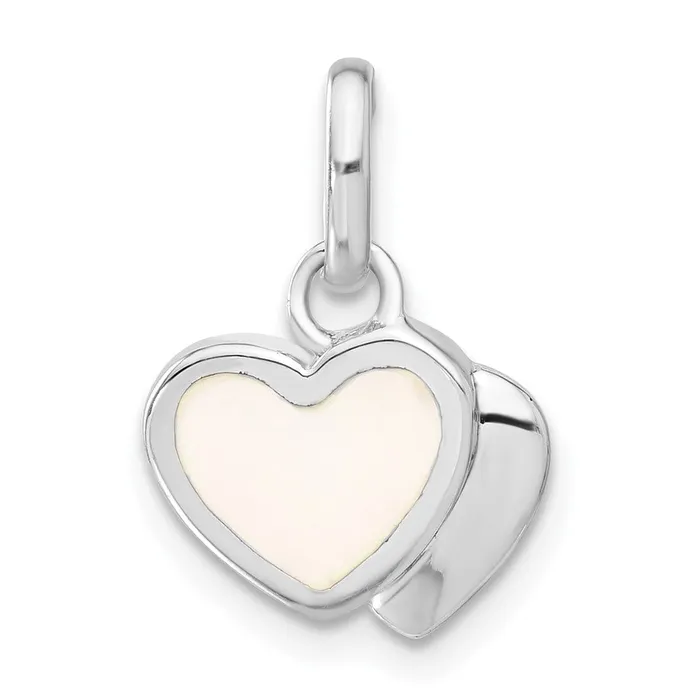 TreasureFineJewelers Necklaces Sterling Silver Rhodium Plated Mother of Pearl Double Heart Charm TreasureFineJewelers Necklaces Sterling Silver Rhodium Plated Mother of Pearl Double Heart Charm