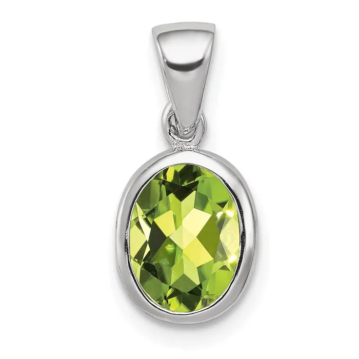 TreasureFineJewelers Necklaces Sterling Silver Rhodium Plated Peridot Pendant TreasureFineJewelers Necklaces Sterling Silver Rhodium Plated Peridot Pendant