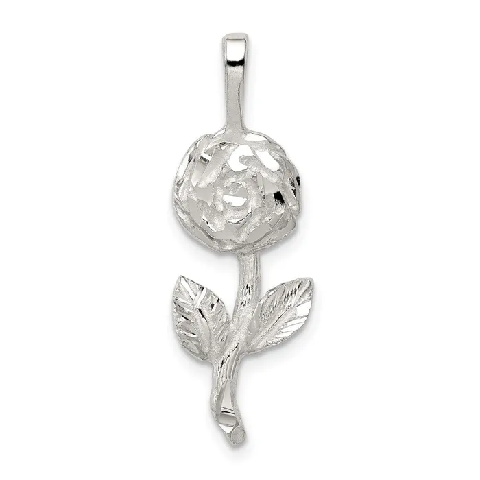 TreasureFineJewelers Necklaces Sterling Silver Rose Pendant