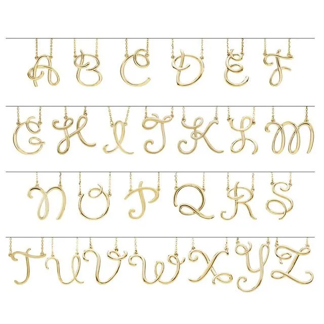 TreasureFineJewelers Necklaces Sterling Silver Script Initial E 16 Necklace