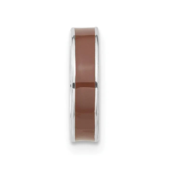 TreasureFineJewelers Necklaces Sterling Silver Stackable Expressions Brown Enamel Pendant