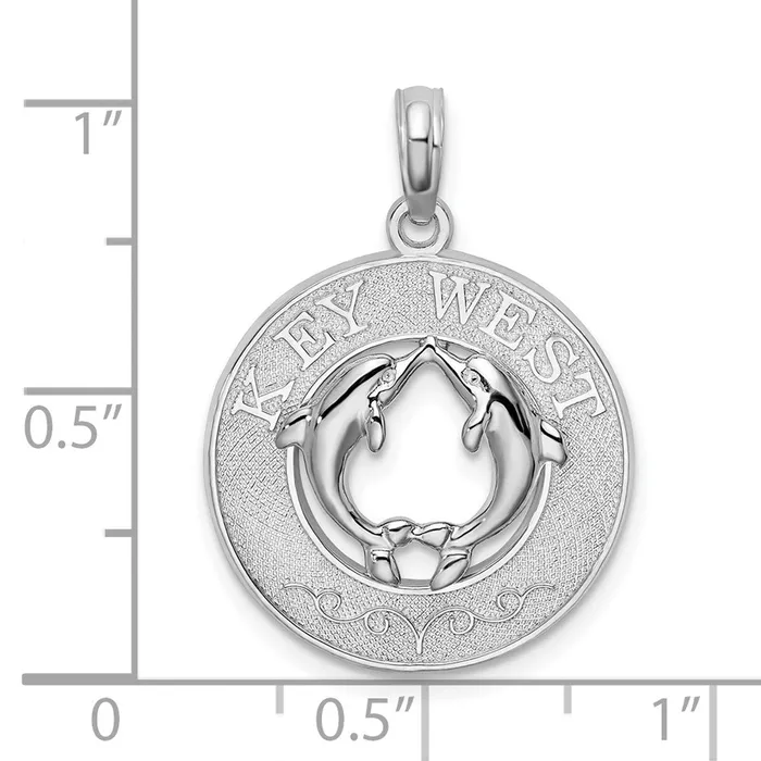 TreasureFineJewelers Necklaces Sterling Silver Textured Key West wDolphins Pendant