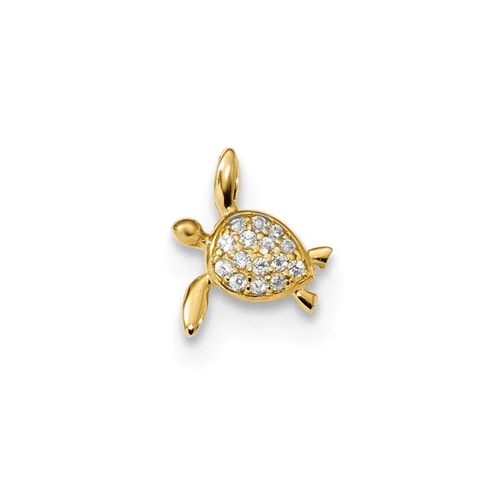 TreasureFineJewelers PreStyled Sets 14k Yellow Gold Childrens CZ Sea Turtle Chain Slide TreasureFineJewelers PreStyled Sets 14k Yellow Gold Childrens CZ Sea Turtle Chain Slide