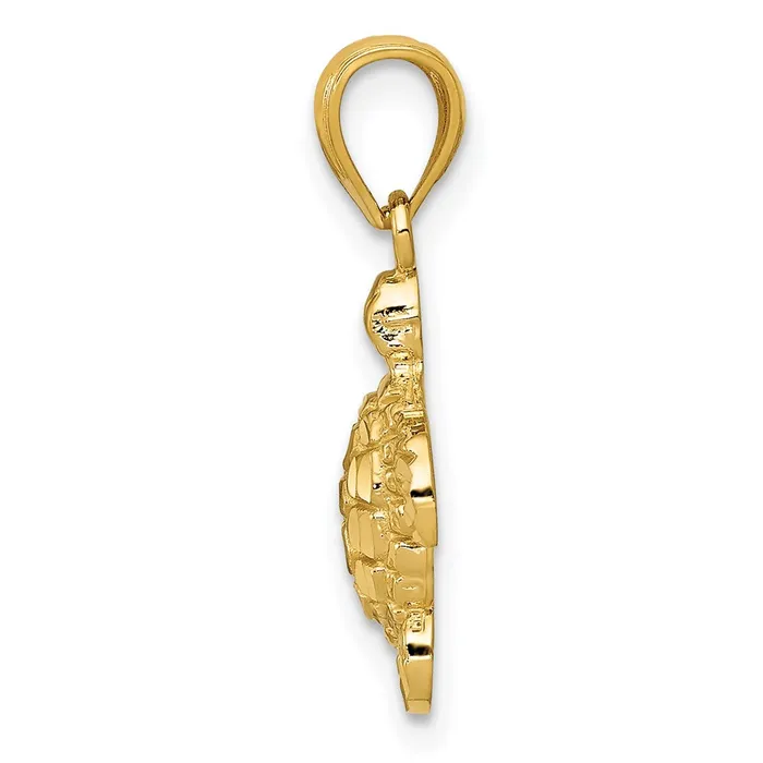 TreasureFineJewelers PreStyled Sets 14k Yellow Gold Gold Polished and Textured Diamondcut Turtle Pendant