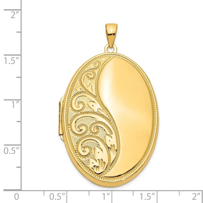TreasureFineJewelers PreStyled Sets 14k Yellow Gold Oval Heavy Weight Half Scroll Locket