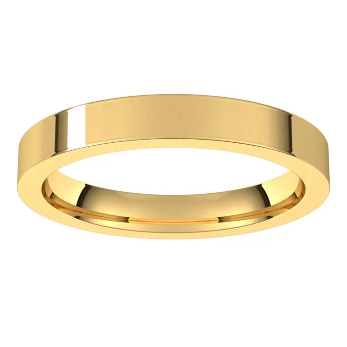 TreasureFineJewelers Rings 10K Yellow Gold 3 mm flat comfort fit Wedding Band