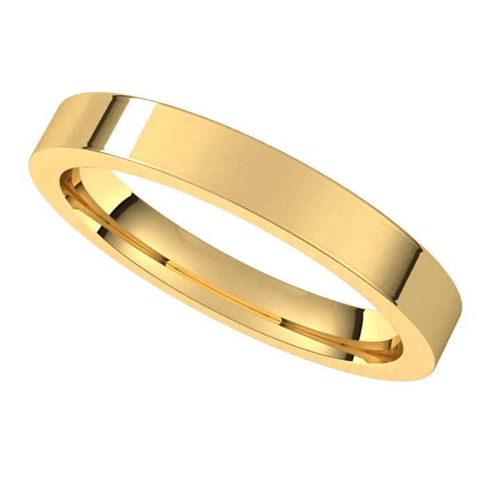 TreasureFineJewelers Rings 10K Yellow Gold 3 mm flat comfort fit Wedding Band