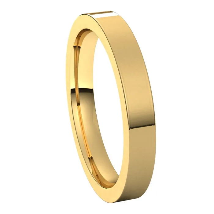 TreasureFineJewelers Rings 10K Yellow Gold 3 mm flat comfort fit Wedding Band