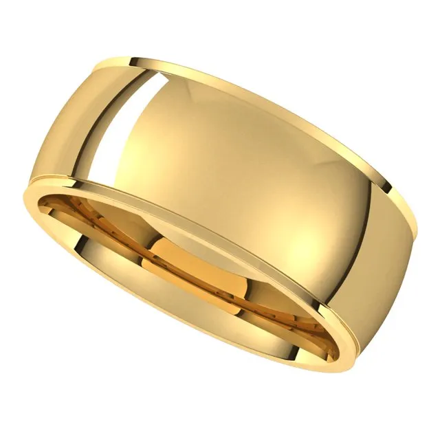 TreasureFineJewelers Rings 10K Yellow Gold 8 mm Half Round Edge Comfort Fit Wedding Band