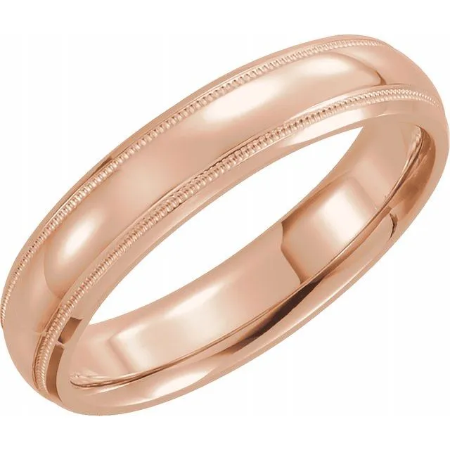 TreasureFineJewelers Rings 14K Rose Gold 5 mm Half Round ComfortFit Band With Milgrain TreasureFineJewelers Rings 14K Rose Gold 5 mm Half Round ComfortFit Band With Milgrain
