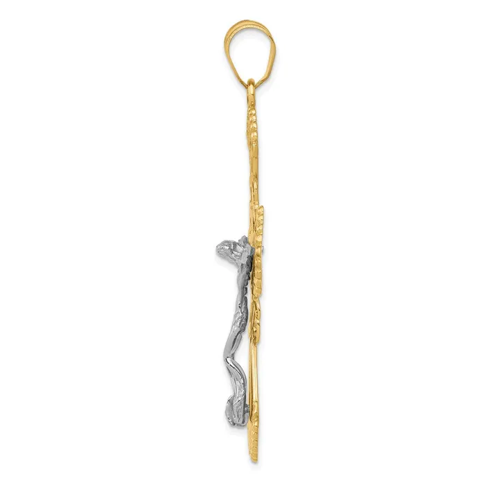 TreasureFineJewelers Rings 14K Twotone Diamondcut Crucifix Pendant
