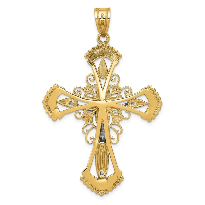 TreasureFineJewelers Rings 14K Twotone Diamondcut Crucifix Pendant