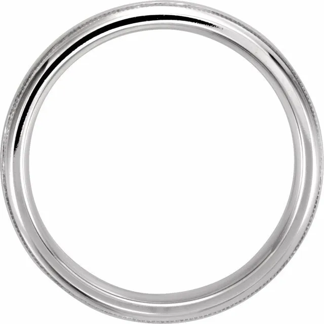 TreasureFineJewelers Rings 18K White Gold 4 mm Half Round ComfortFit Band With Milgrain