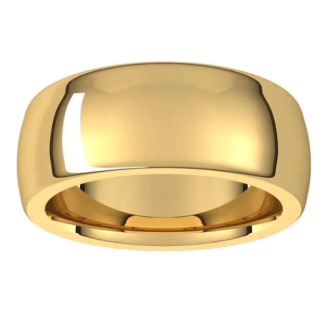 TreasureFineJewelers Rings 18K Yellow Gold 8 mm Half Round Comfort Fit Heavy Wedding Band
