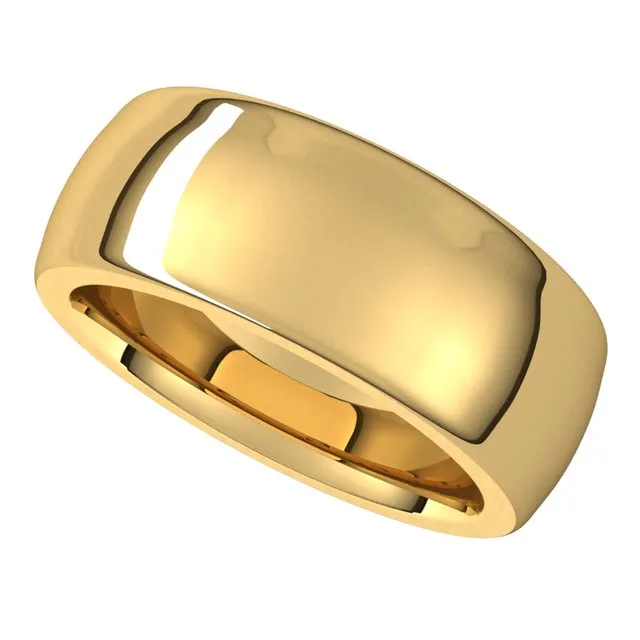 TreasureFineJewelers Rings 18K Yellow Gold 8 mm Half Round Comfort Fit Heavy Wedding Band