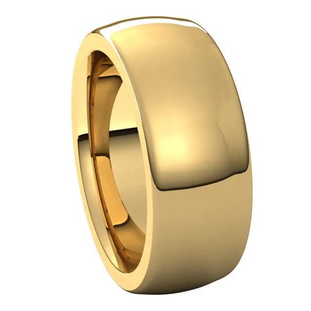 TreasureFineJewelers Rings 18K Yellow Gold 8 mm Half Round Comfort Fit Heavy Wedding Band