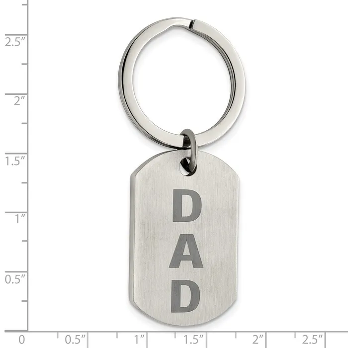 TreasureFineJewelers Rings Chisel Stainless Steel Brushed Lasered Dad Key Ring
