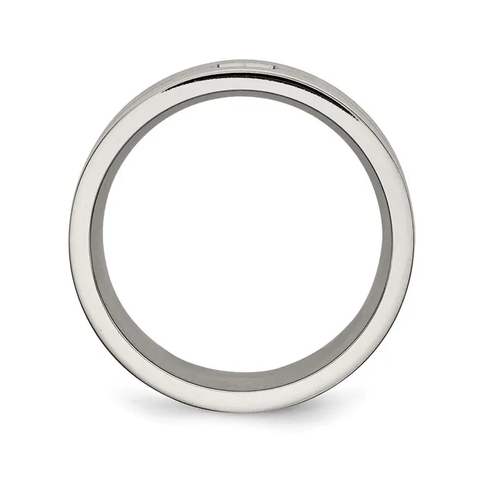 TreasureFineJewelers Rings Stainless Steel Brushed wCZ 10mm Flat Band