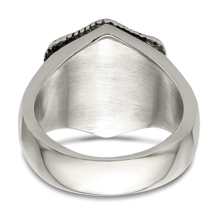 TreasureFineJewelers Rings Stainless Steel w14k Accent Antiqued Polished Lion on Shield Ring