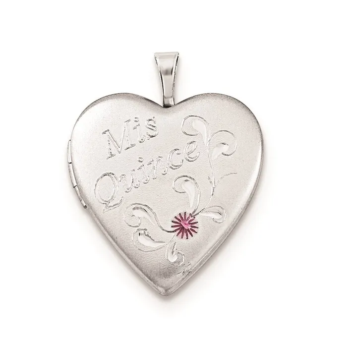 TreasureFineJewelers Rings Sterling Silver 20mm Enameled DC Mis Quince Heart Locket TreasureFineJewelers Rings Sterling Silver 20mm Enameled DC Mis Quince Heart Locket