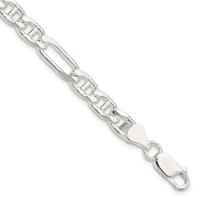 TreasureFineJewelers Rings Sterling Silver 65mm Figaro Anchor Chain