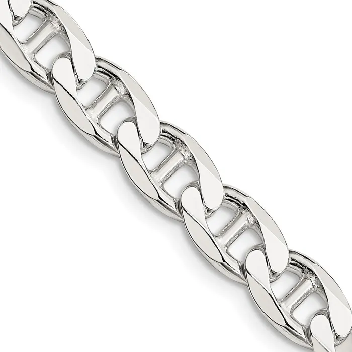 TreasureFineJewelers Rings Sterling Silver 74mm Flat Cuban Anchor Chain
