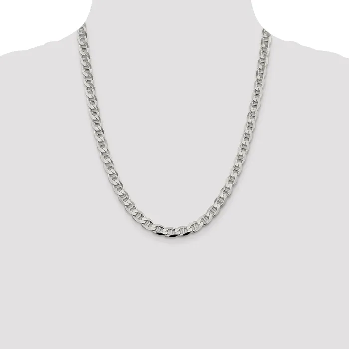 TreasureFineJewelers Rings Sterling Silver 74mm Flat Cuban Anchor Chain