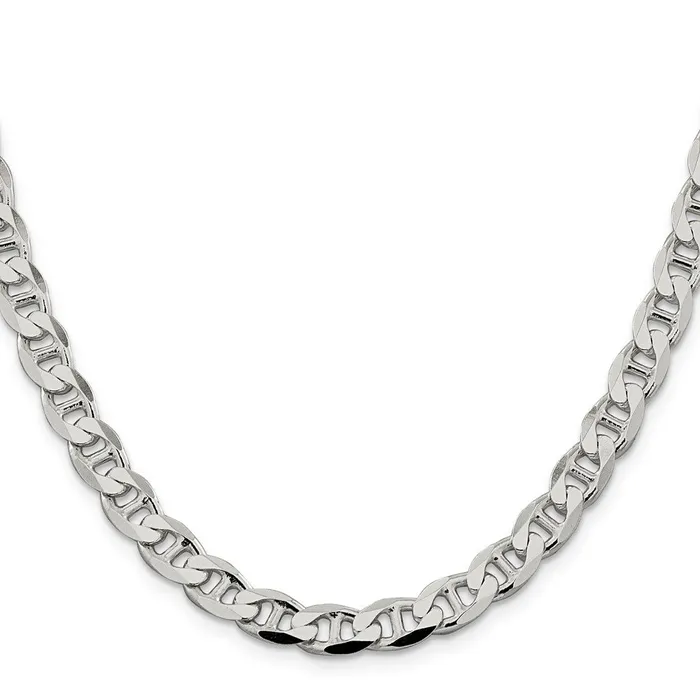 TreasureFineJewelers Rings Sterling Silver 74mm Flat Cuban Anchor Chain