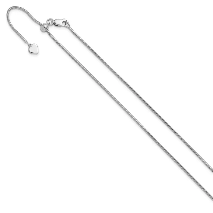 TreasureFineJewelers Rings Sterling Silver Adjustable 14mm Snake Chain
