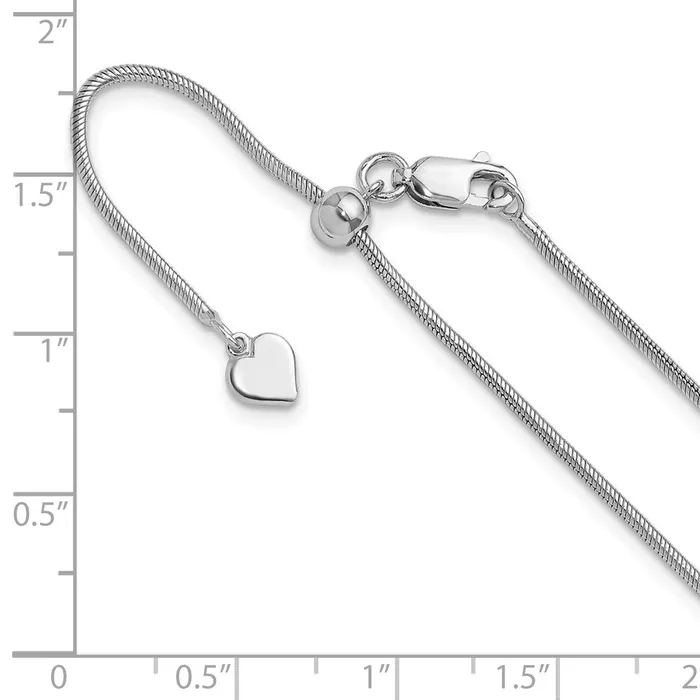TreasureFineJewelers Rings Sterling Silver Adjustable 14mm Snake Chain