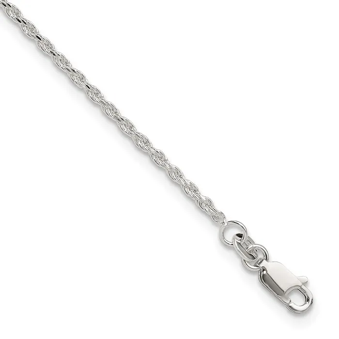 TreasureFineJewelers Rings Sterling Silver Adjustable DiamondCut Rope 9in Plus 1in ext Anklet TreasureFineJewelers Rings Sterling Silver Adjustable DiamondCut Rope 9in Plus 1in ext Anklet