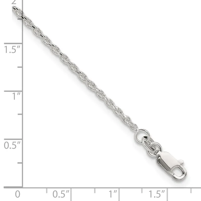 TreasureFineJewelers Rings Sterling Silver Adjustable DiamondCut Rope 9in Plus 1in ext Anklet