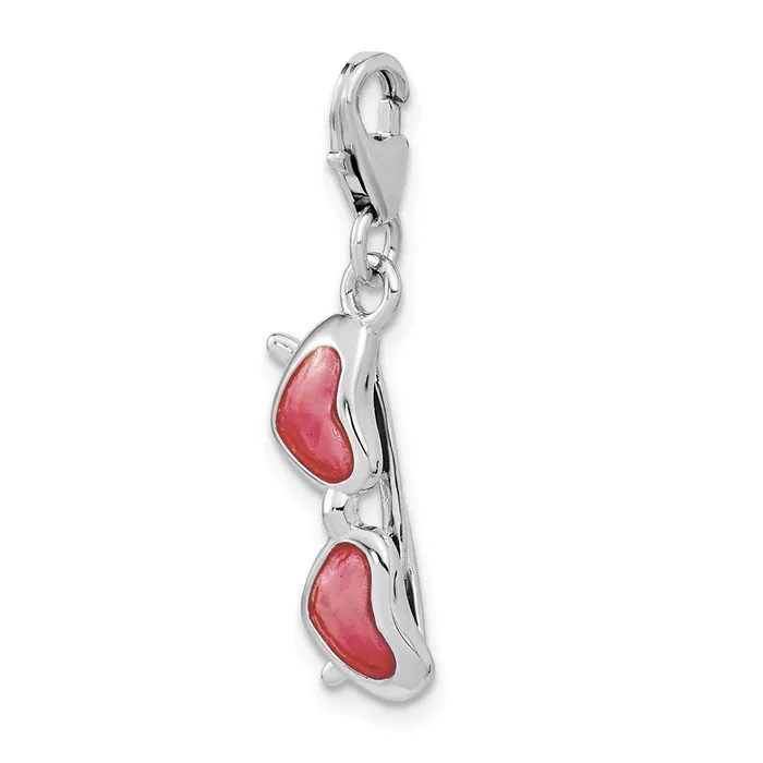 TreasureFineJewelers Rings Sterling Silver Amore La Vita Rhodpl Enameled Heart Sunglasses Charm