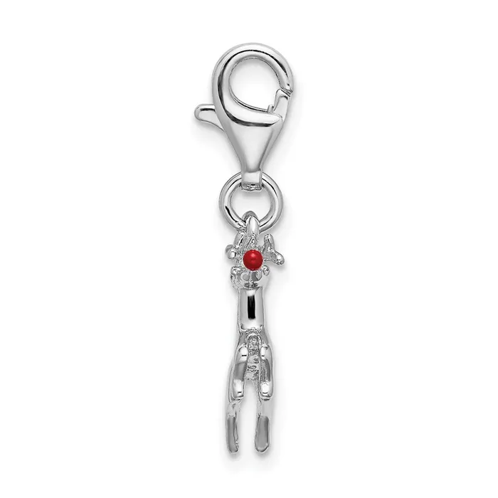 TreasureFineJewelers Rings Sterling Silver Amore La Vita Rhodiumplated Enameled Reindeer Charm