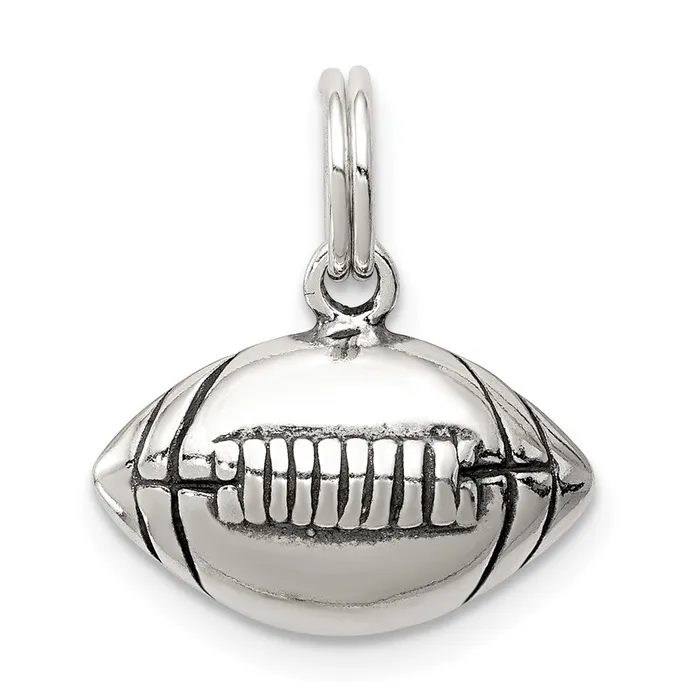 TreasureFineJewelers Rings Sterling Silver Antiqued Football Charm
