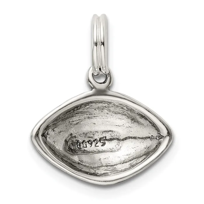 TreasureFineJewelers Rings Sterling Silver Antiqued Football Charm