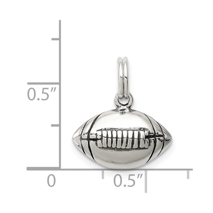 TreasureFineJewelers Rings Sterling Silver Antiqued Football Charm