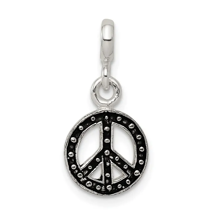 TreasureFineJewelers Rings Sterling Silver Enameled Peace Symbol Enhancer