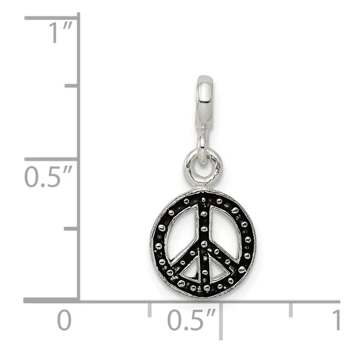 TreasureFineJewelers Rings Sterling Silver Enameled Peace Symbol Enhancer