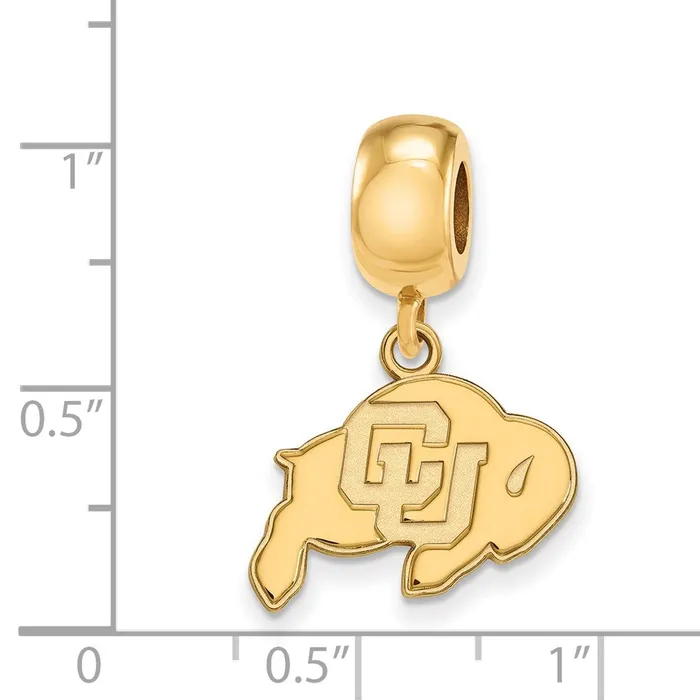 TreasureFineJewelers Rings Sterling Silver Goldplated LogoArt University of Colorado Buffalo Small Dangle Bead Charm
